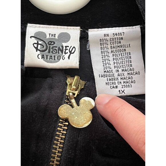EUC Vintage Disney Catalog Black Zip Jacket  With Mickey Mouse Zipper Pull - Picture 4 of 6